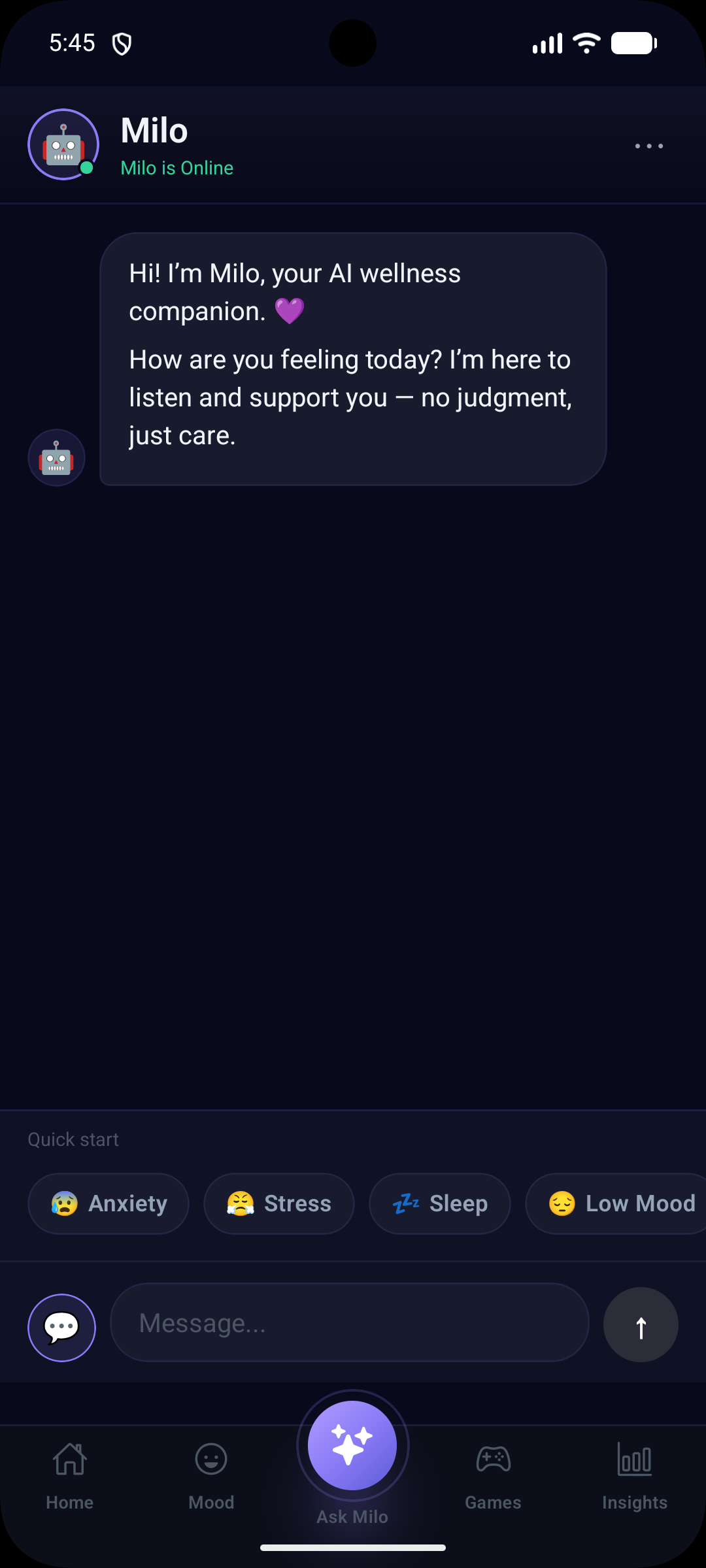 Ask Milo AI chat