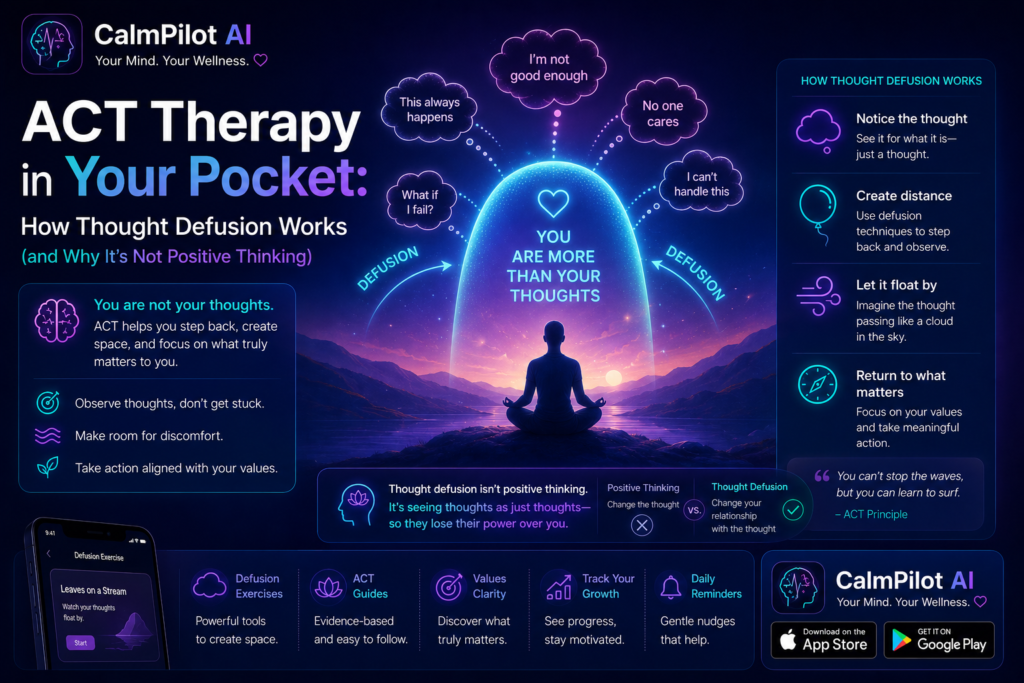 ACT Therapy in Your Pocket: How Thought Defusion Works (and Why It's Not Positive Thinking)