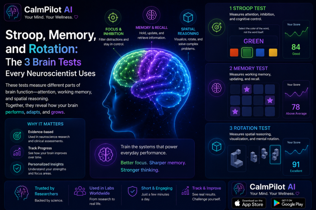 Stroop, Memory, and Rotation: The 3 Brain Tests Every Neuroscientist Uses